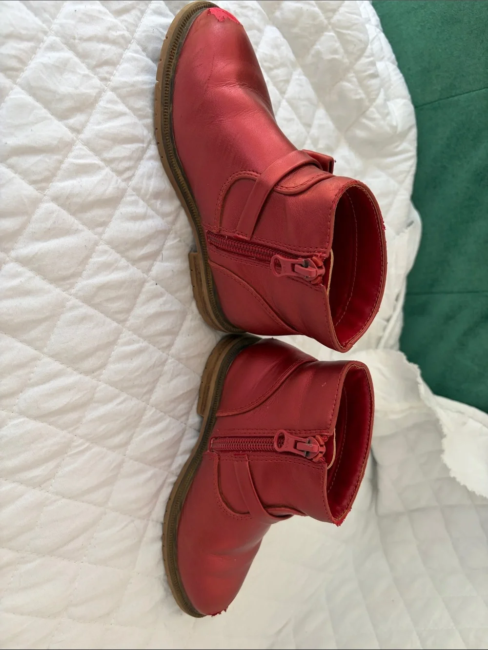 Cat & Jack Red Girls' Ankle Boots with Side Buckle